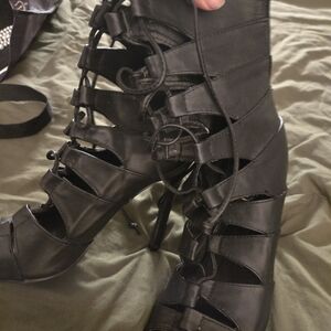 Black Strappy Women's Heels